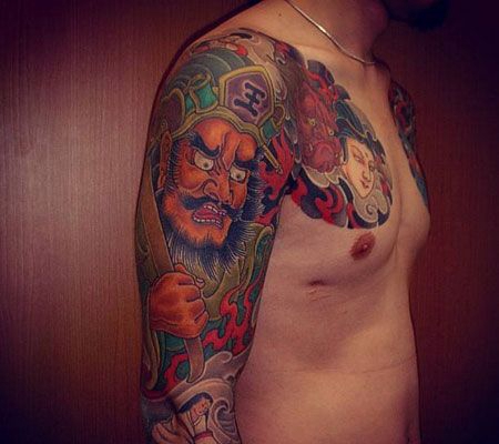 花臂阎王纹身图案