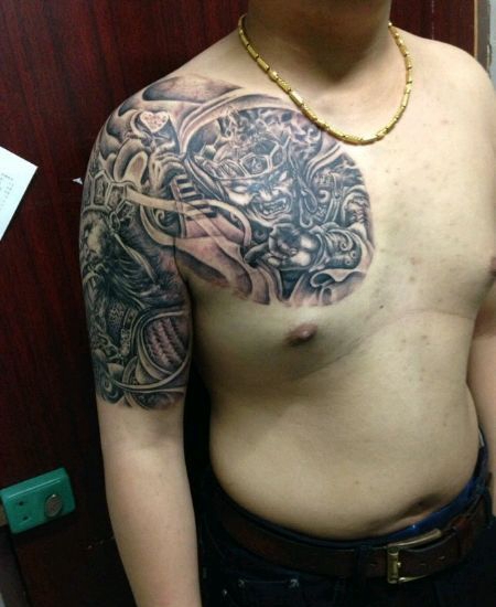 半甲四大天王纹身图案