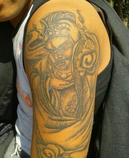 大臂文财神纹身图案