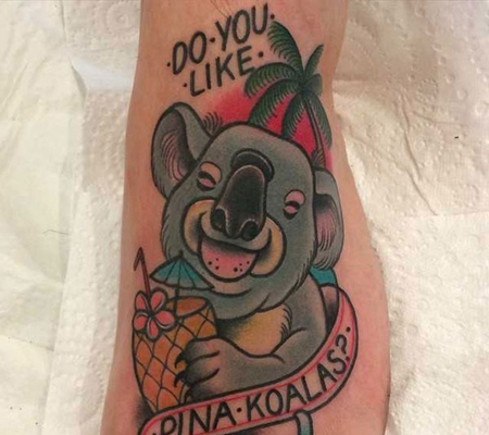 脚背卡通考拉纹身图案缩略频道推荐图