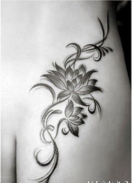 手臂藤蔓纹身唯美黑色刺青图案