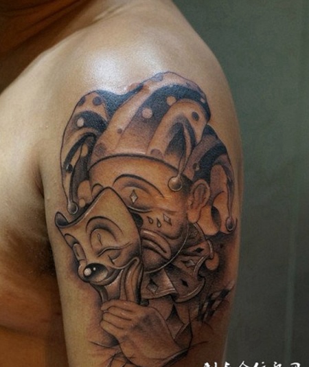 手臂艺术小丑黑色纹身图案