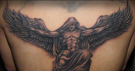 背部堕落天使纹身图案