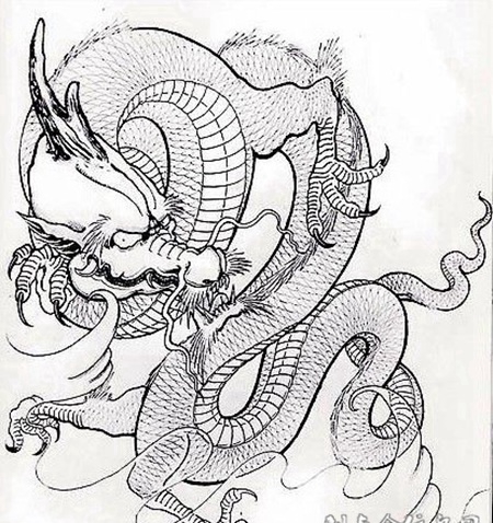 黑白龙纹身图案