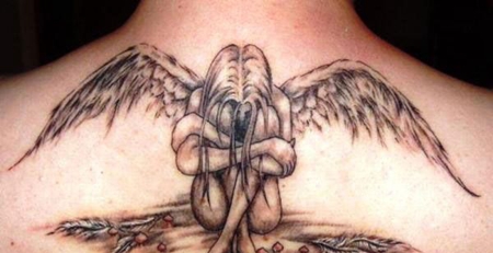 肩部堕落天使纹身图案