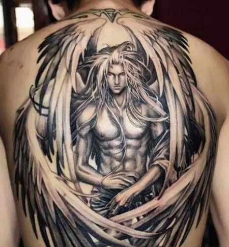 满背好看的堕落天使纹身图案