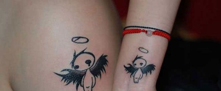 手腕卡通堕落天使纹身图案