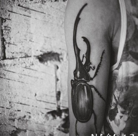 个性黑白昆虫纹身