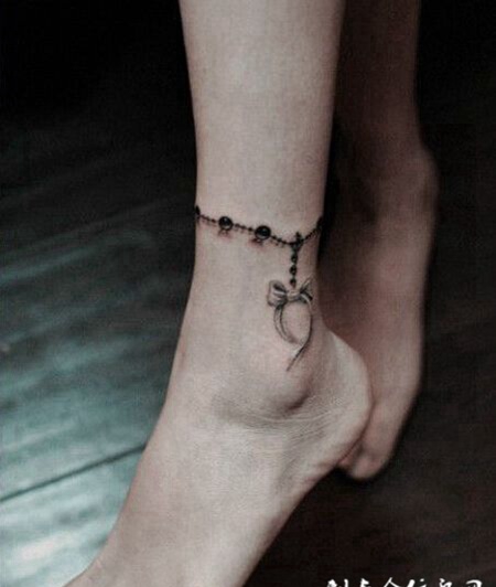 适合女生脚裸纹身脚链唯美图片