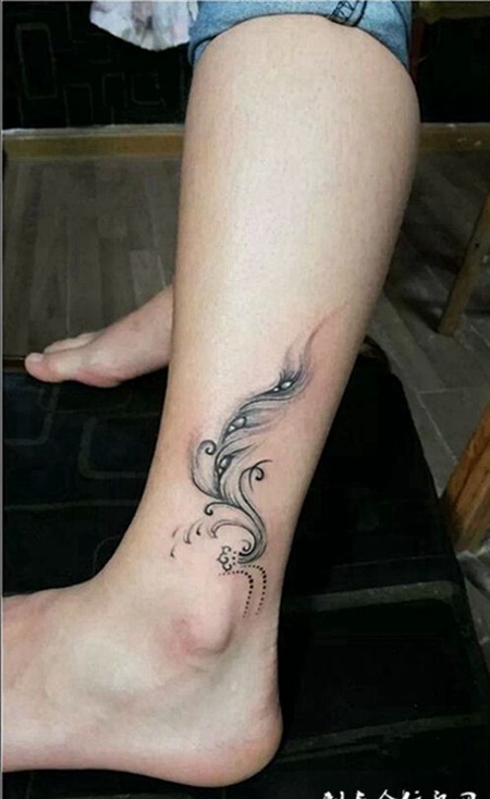 小清新腿部纹身图