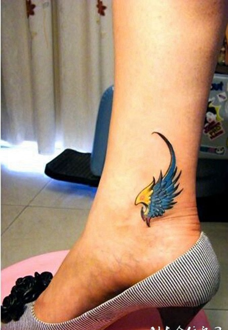 脚踝时尚唯美的翅膀纹身图案
