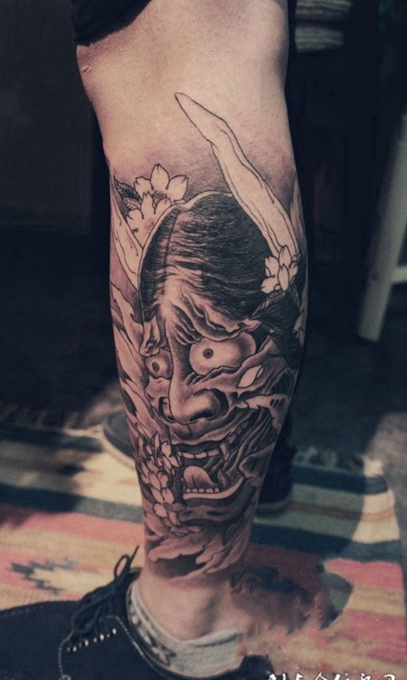 梦魇般若腿部纹身图案