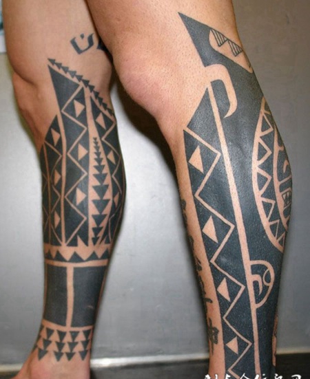 腿部信仰图腾纹身刺青