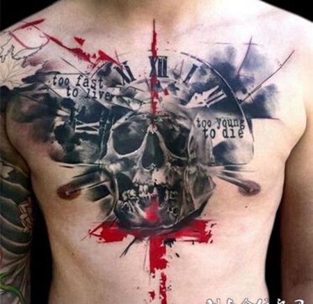 潮流男人的胸部纹身图案大全