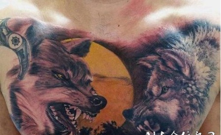 凶悍霸气的狼头纹身