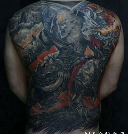 霸气男人满背精品斗战胜佛纹身刺青图案