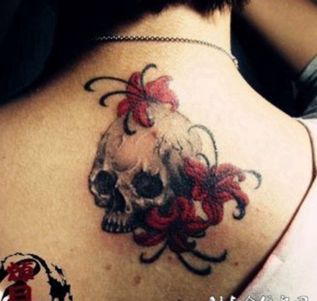 超好看的彼岸花彩色纹身图案