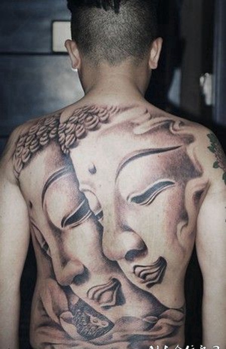 佛光普照 满背大气佛纹身