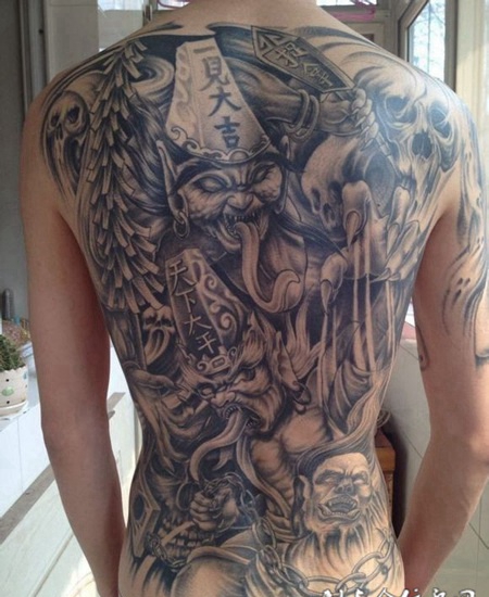 天下太平黑白无常纹身