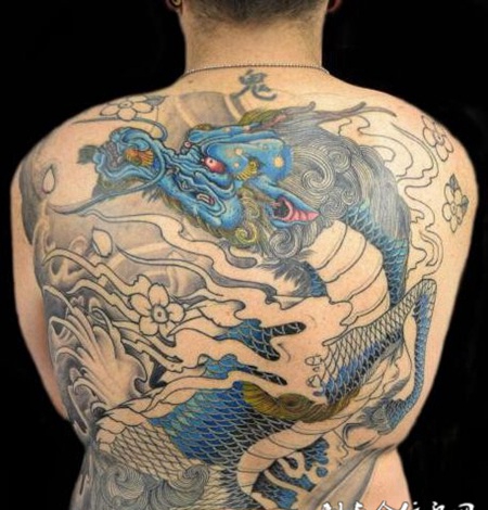 神兽麒麟满背纹身图案大全