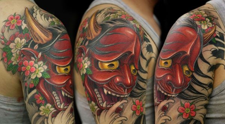 手臂上的般若花纹身图案