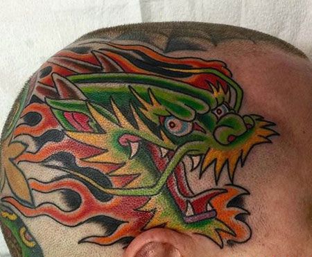 头部青龙纹身图案