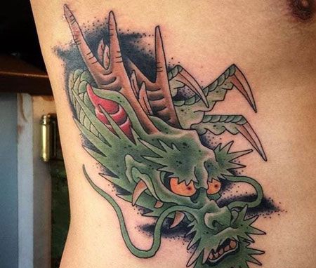 腰部青龙纹身图案