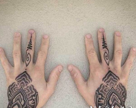 手背梵花个性纹身图案