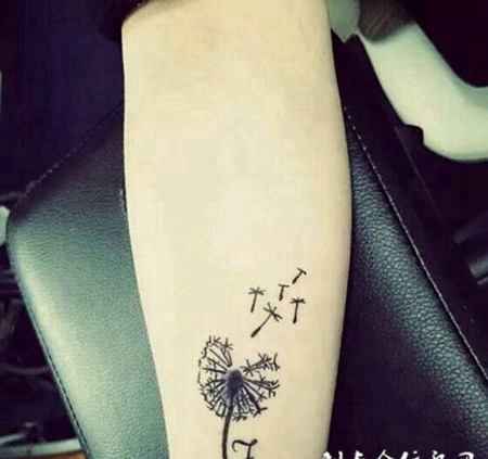 女生小臂蒲公英小纹身图案