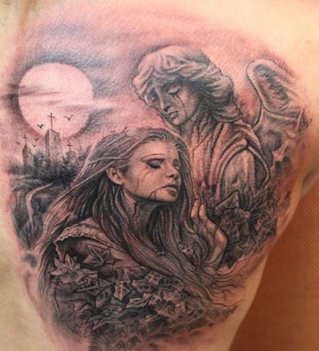 背部吸血鬼女孩纹身图案