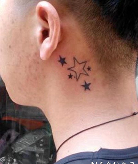 星星纹身图案脖子图片