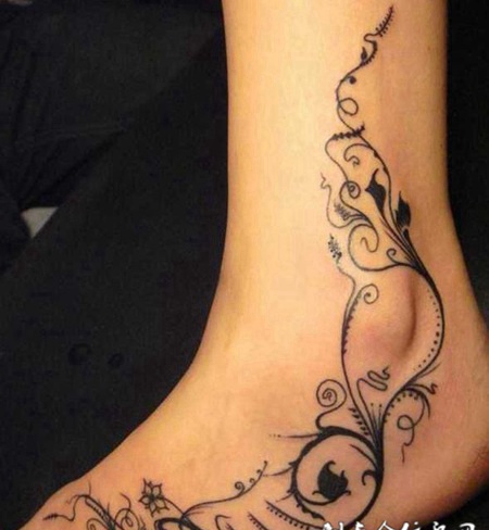 花藤纹身图案脚踝图片
