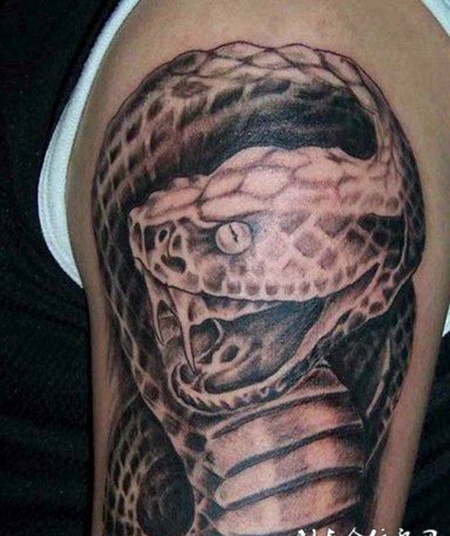 霸气的大臂蛇纹身图案