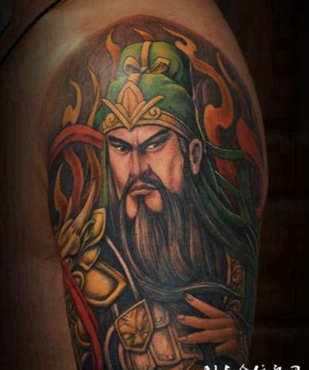 手臂关公纹身图案精选图片