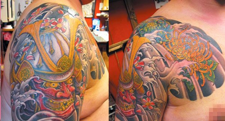 半甲日本武士纹身图案