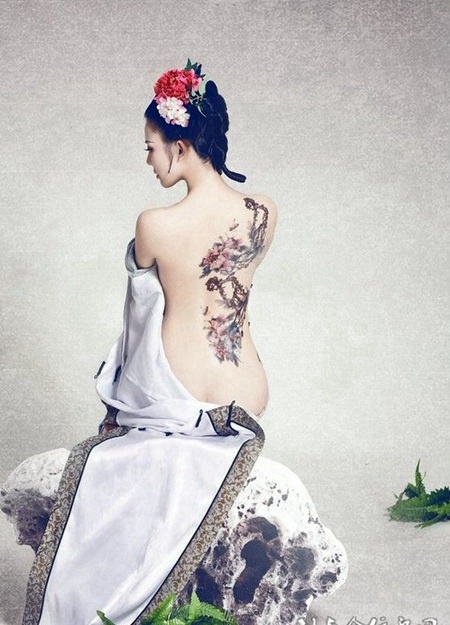 古典美女纹身图片高清素材