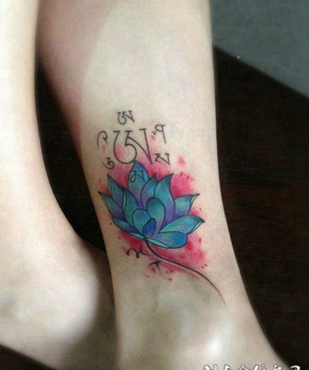 蓝莲花图腾纹身图片素材