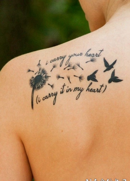 简约纹身图案女蒲公英图片