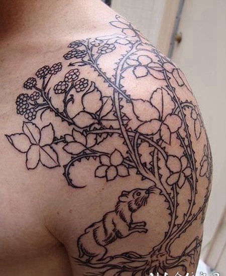 男生花藤纹身图片大全