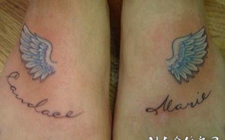 好看的翅膀纹身脚背上纹身女图片
