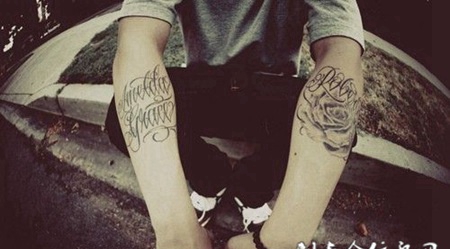 手臂刺青英文纹身男图案大全