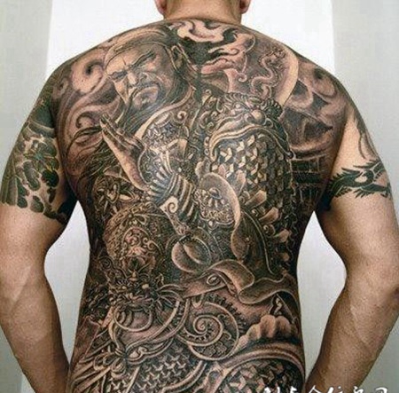 超牛霸气的满背关公纹身图片大全