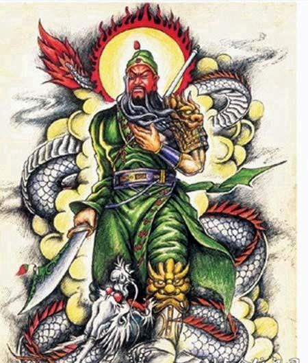 盘龙架着关公纹身图案高清彩图