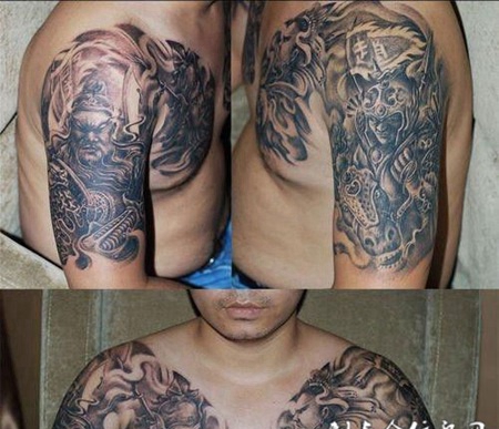 关公张飞半甲纹身图案大全霸气