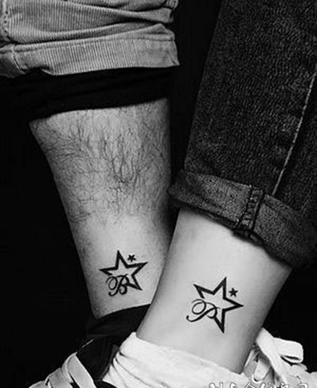 五角星小清新情侣英文纹身图片