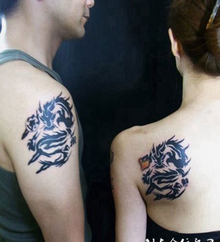 情侣简单手臂的小龙纹身图案大全