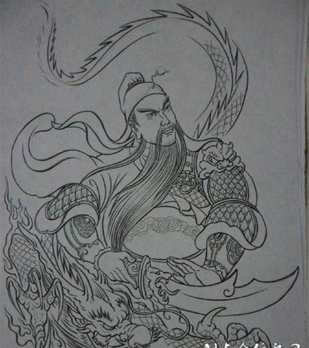 男生帅气关公纹身手搞图片大全