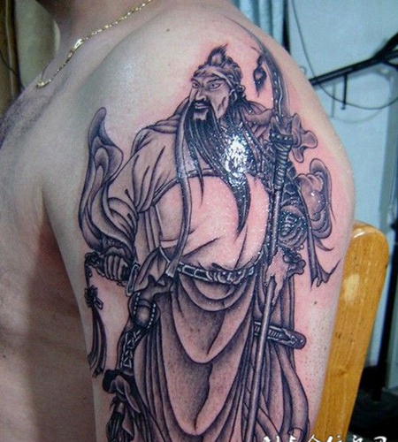 男生胳膊霸气关公纹身图片大全