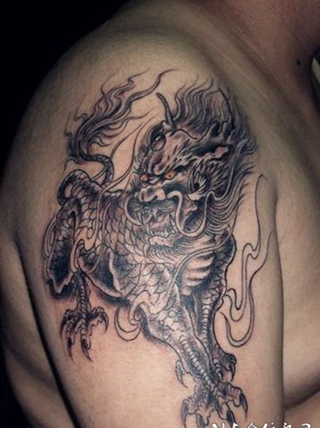 男士手臂帅气麒麟纹身图案精选