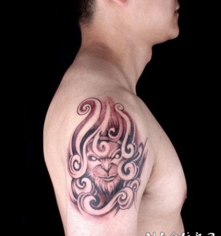 男人手臂霸气的斗战胜佛纹身图案大全